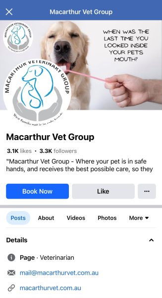 Macarthur Vet Follow Our Facebook Page! 1